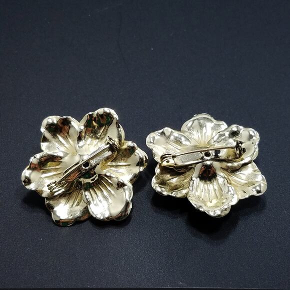 Pair of Vintage Enamel Flower Brooches – Pink & Yellow Set - Picture 10 of 10